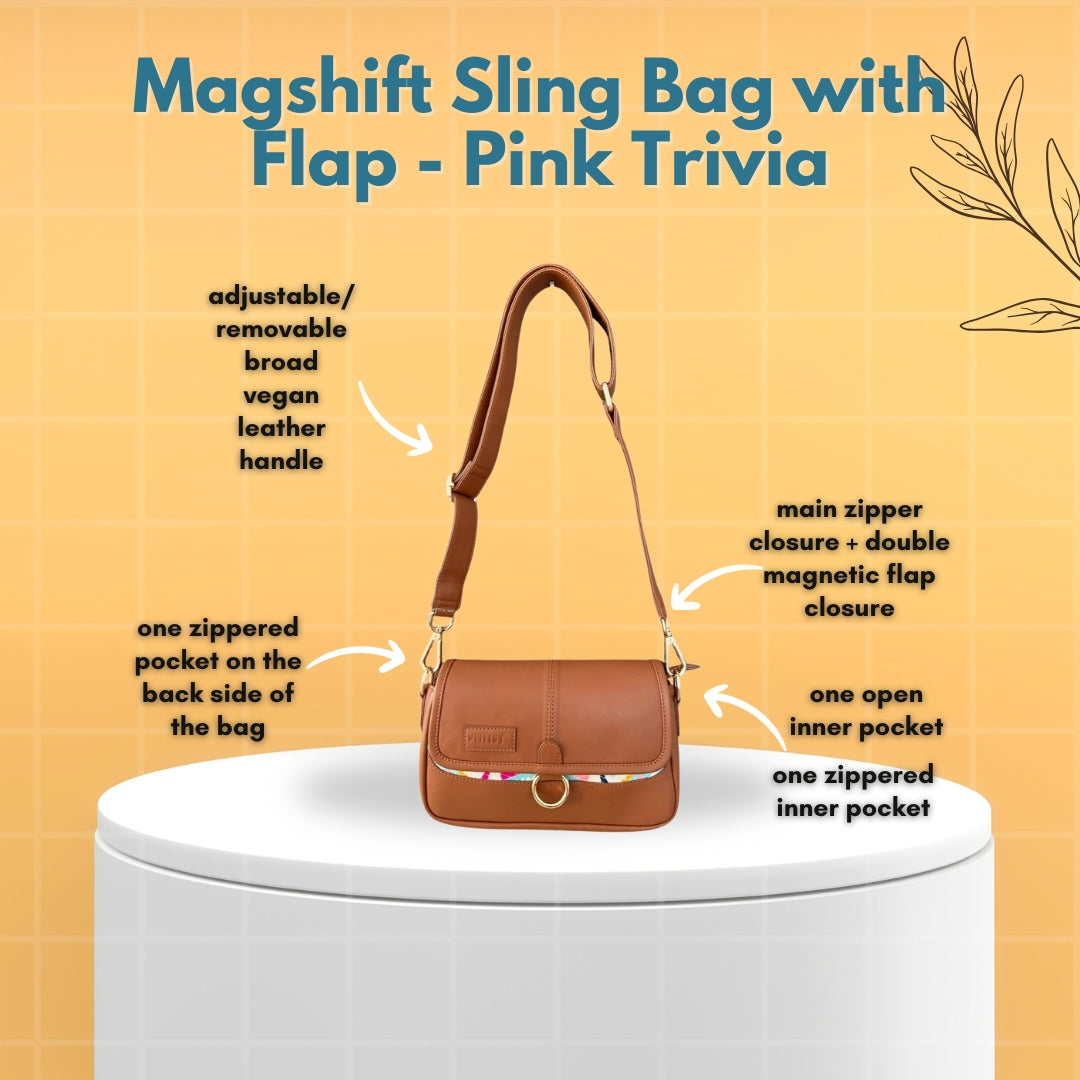 Magshift Sling Bag with Flap - Pink Trivia (Pink, vegan leather) - view 8