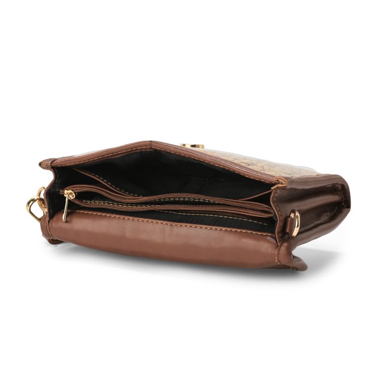 Golden Fold Raffia Flap Bag