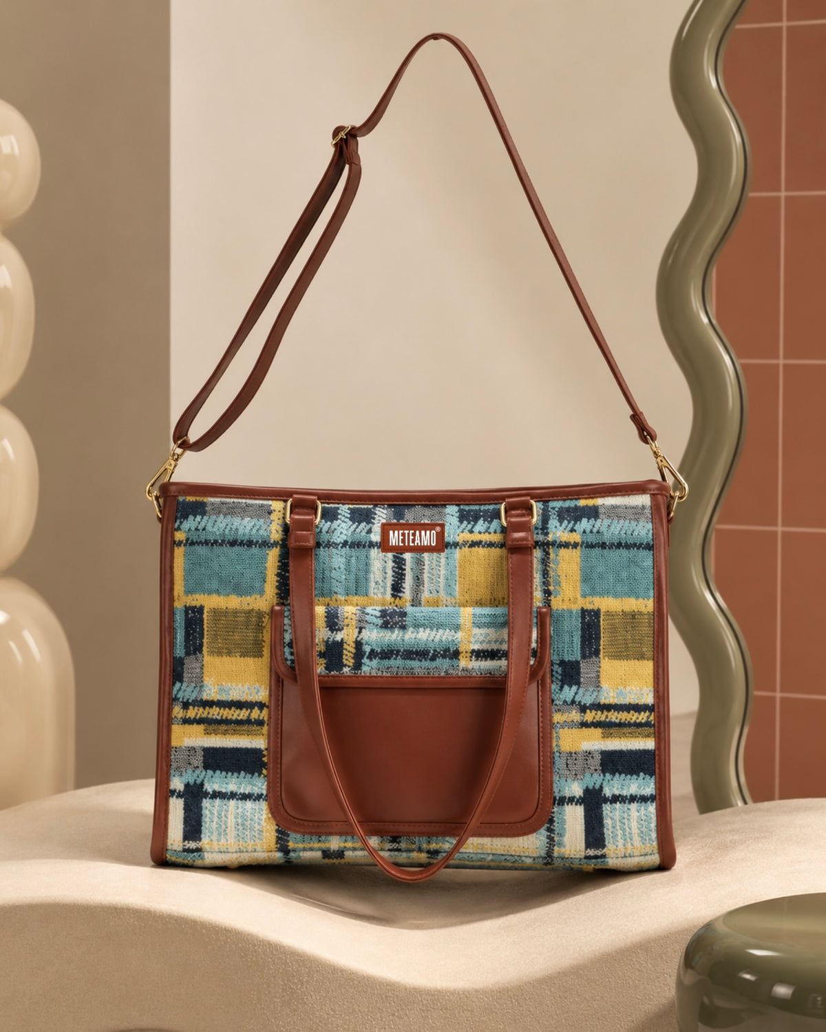 Radiance Yellow Artisan Weave Office Tote for Women