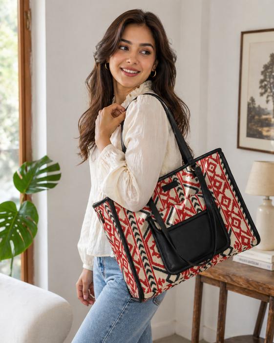 Tribal Loom Artisan Weave Office Tote