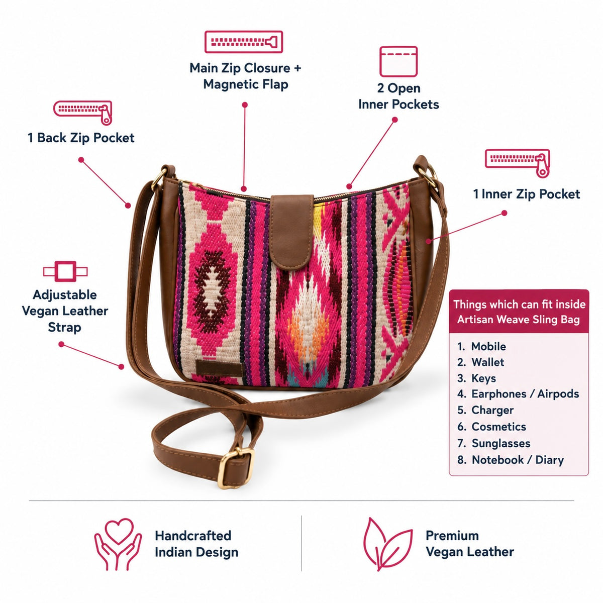 Artisan Weave Sling Bag - Spectrum Fusion (vegan leather) - view 6