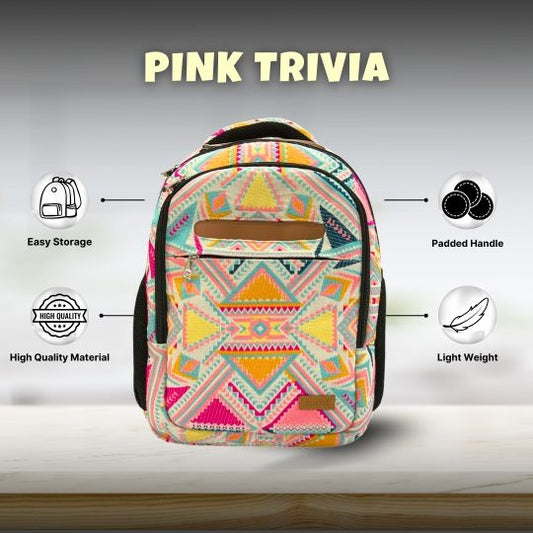 Pink Trivia- Travel & Laptop BackPack (Pink, vegan leather)