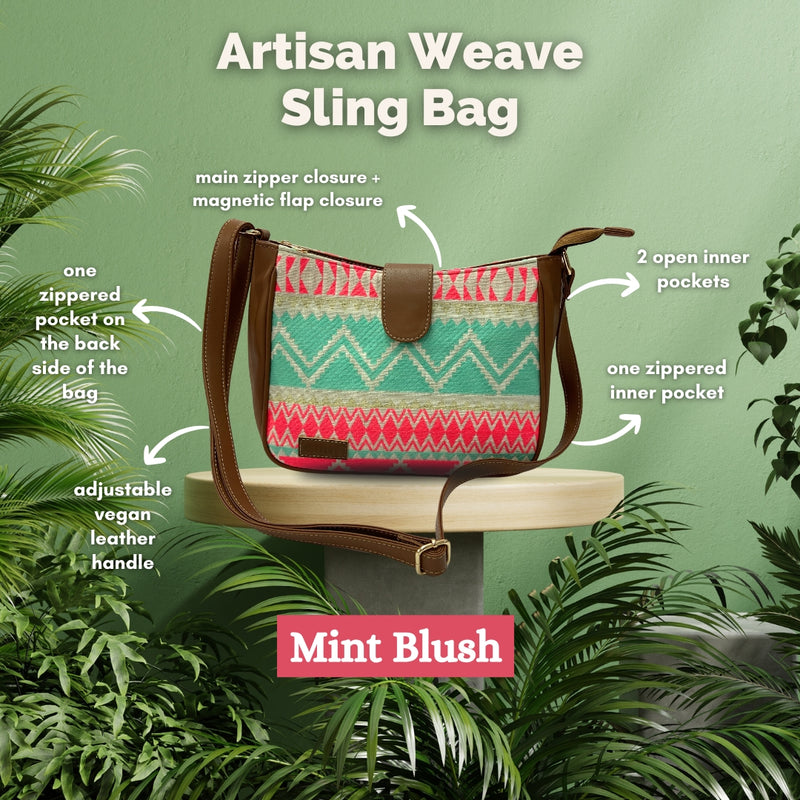 Artisan Weave Sling Bag - Mint Blush