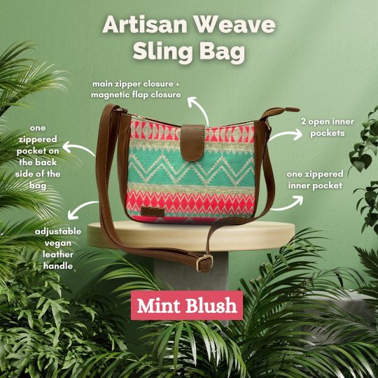 Artisan Weave Sling Bag - Mint Blush