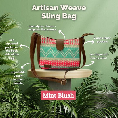 Artisan Weave Sling Bag - Mint Blush