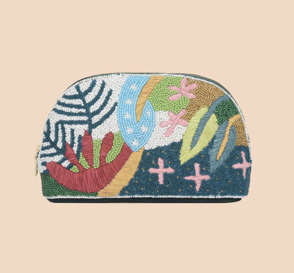 Sequina Multi - Beaded & Hand Embroidered Make-Up Pouch