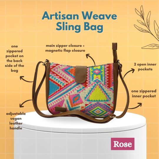 Artisan Weave Sling Bag - Rose