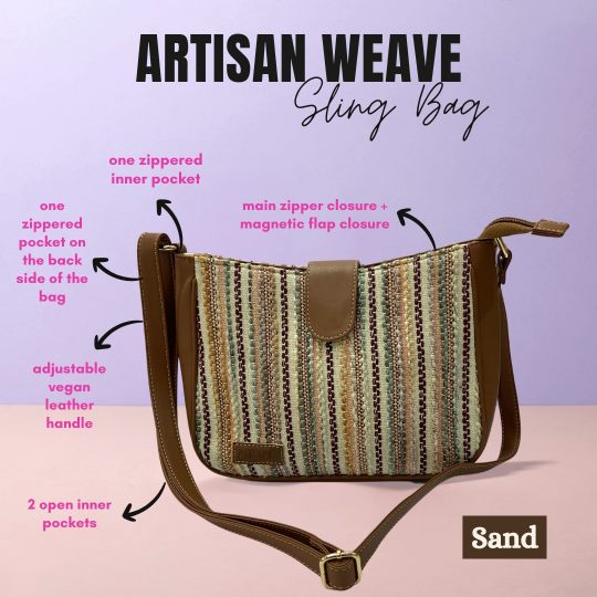 Sand Artisan Weave Handcrafted Sling Bag for Women