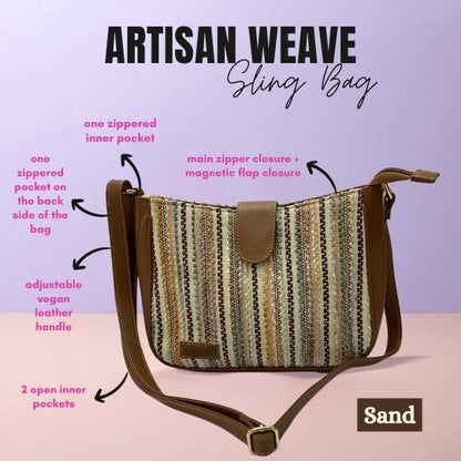 Sand Artisan Weave Handcrafted Sling Bag for Women
