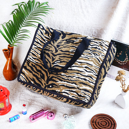 Anileo - Brown & Black Jacquard Jumbo Box Bag