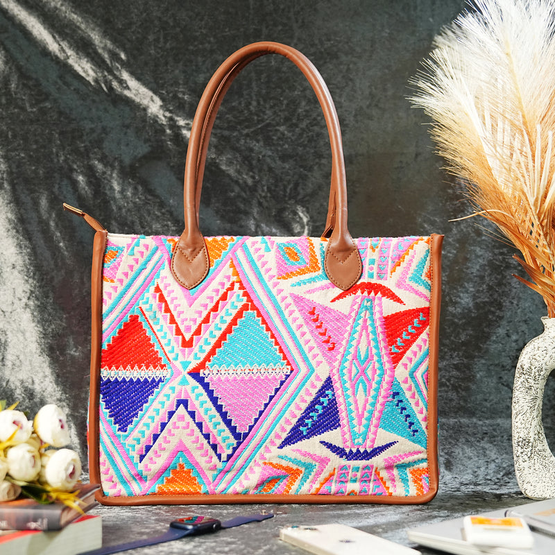 Artisan Weave Office Tote - Rose