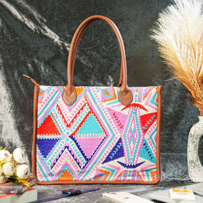 Rose Artisan Weave Handcrafted Office Tote for Women