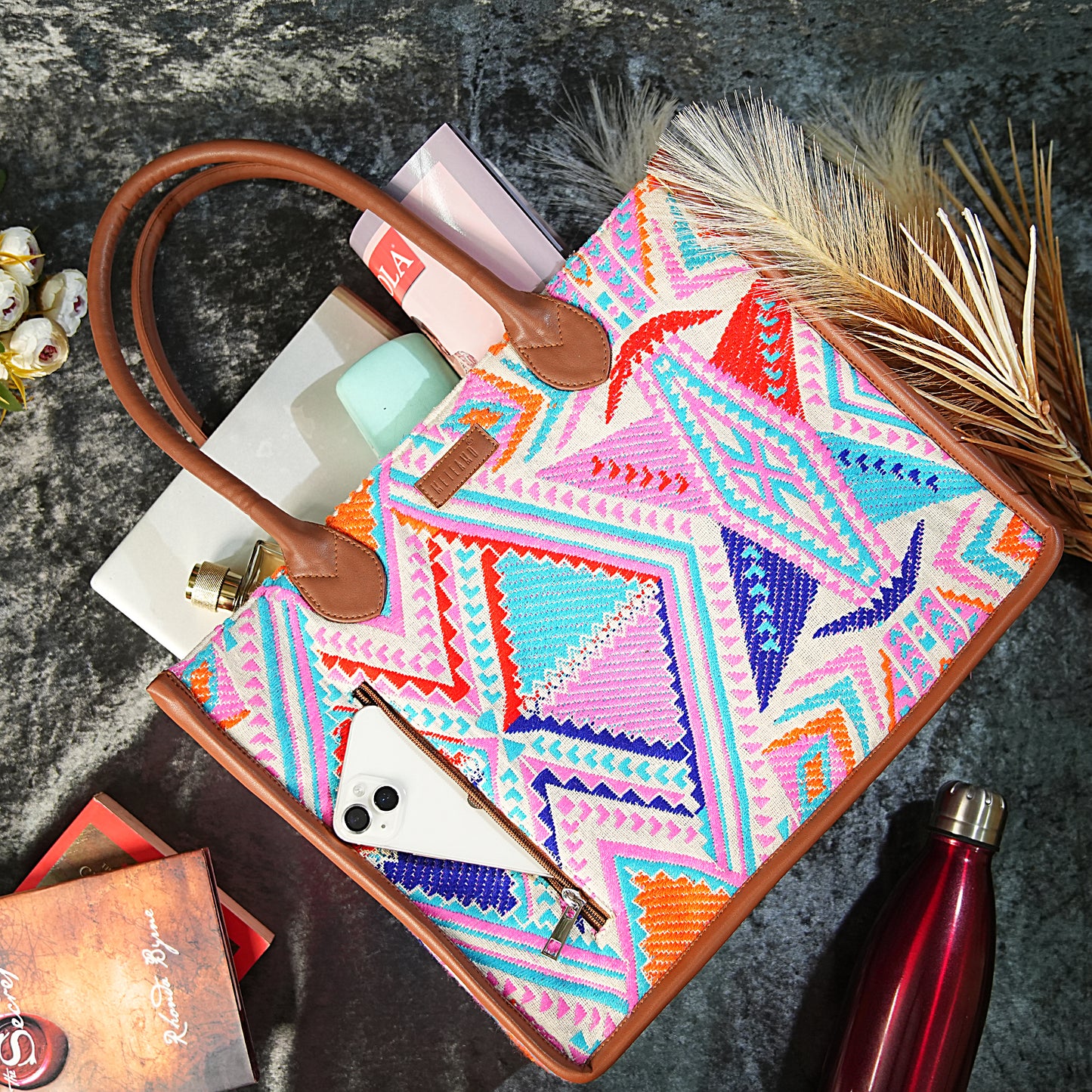 Artisan Weave Office Tote - Rose
