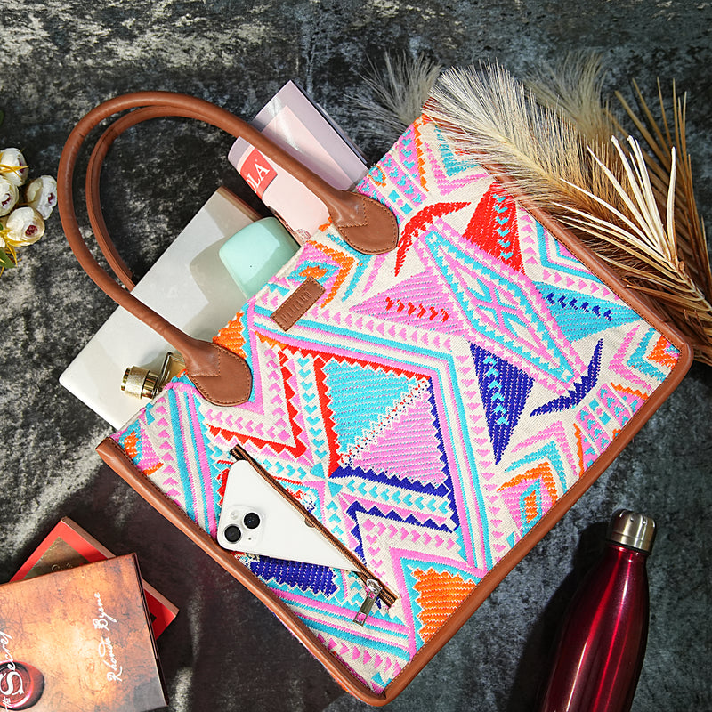 Artisan Weave Office Tote - Rose