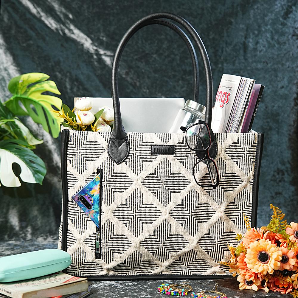 Duo Tone Artisan Weave Handcrafted Office Tote for Women
