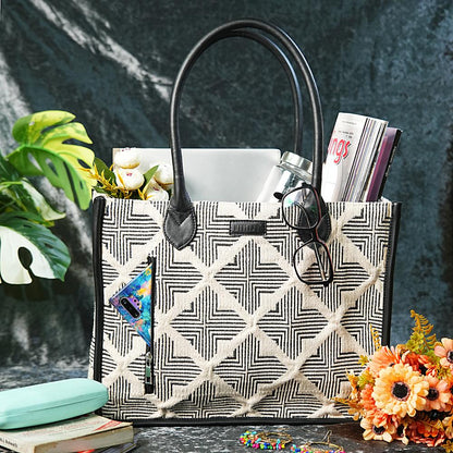 Duo Tone Artisan Weave Handcrafted Office Tote for Women