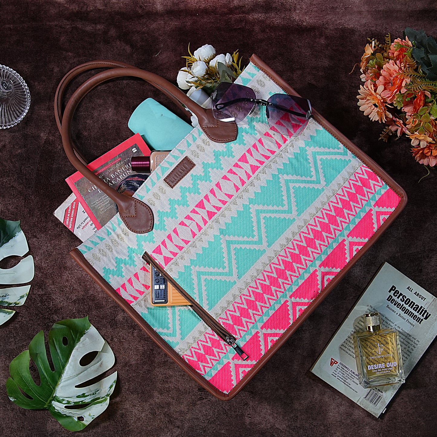 Artisan Weave Office Tote - Mint Blush
