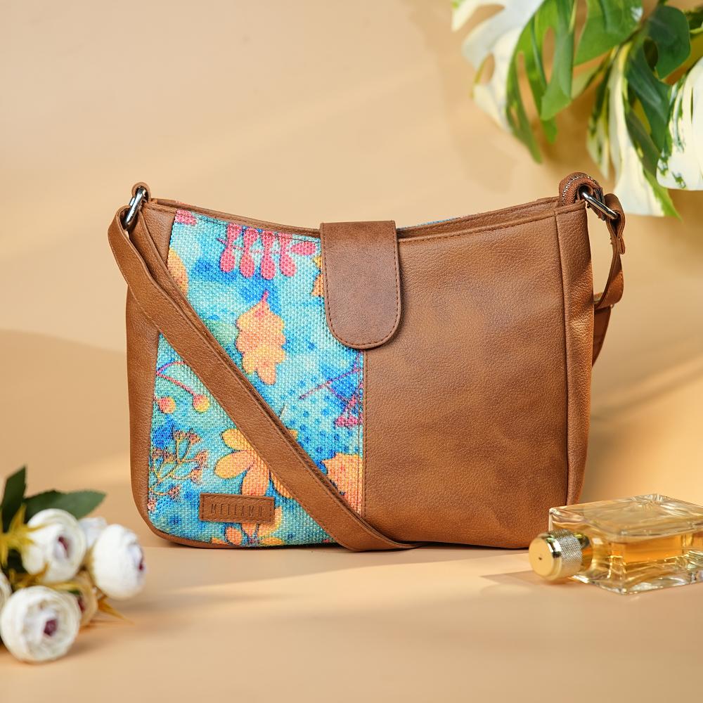 Golden Leaves Handcrafted Sling Bag for Women