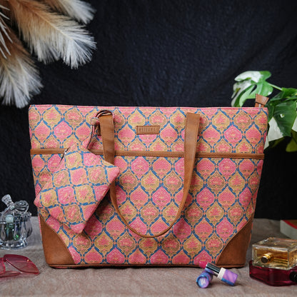 Ruhani Pink - Office Tote Bag with Mini Pouch