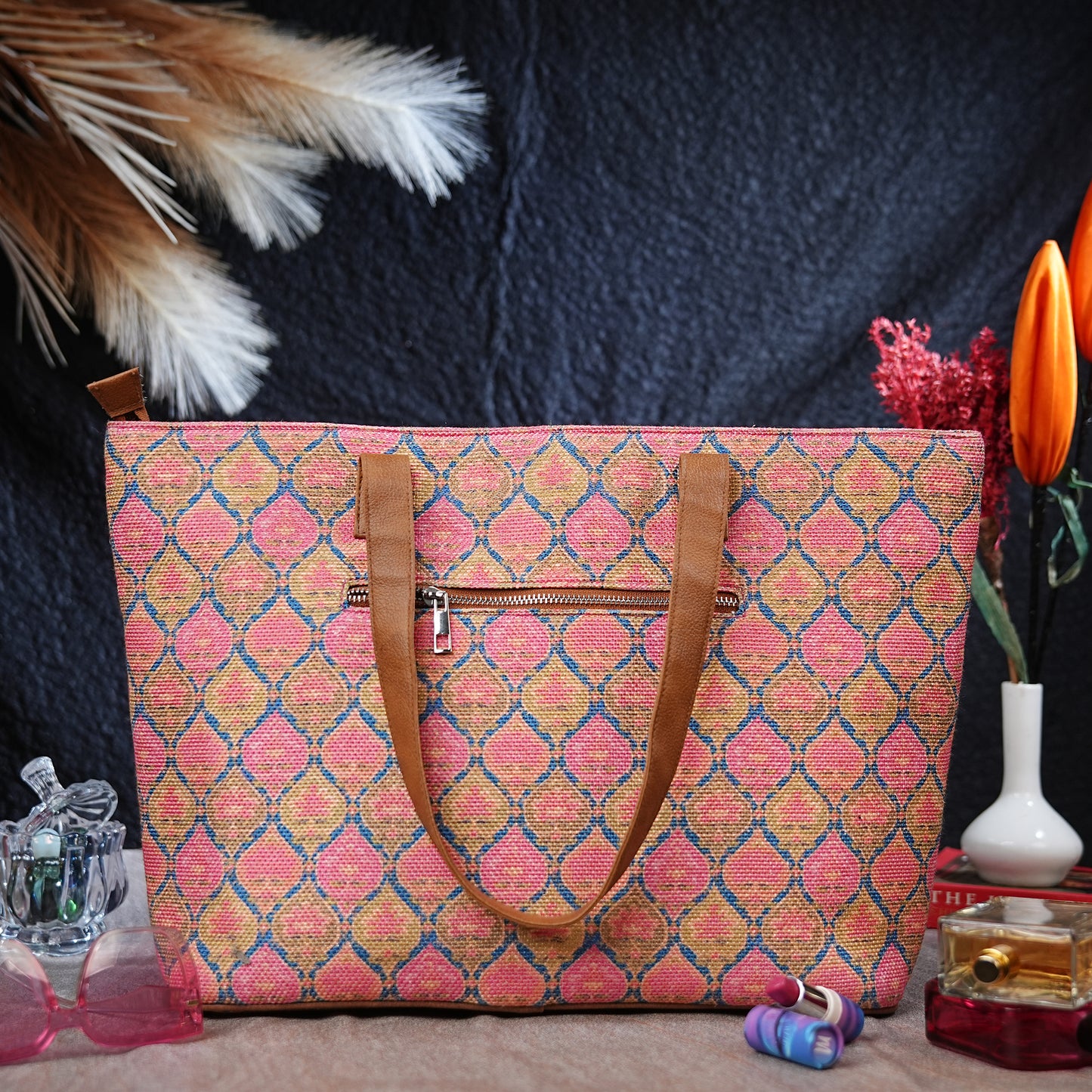 Ruhani Pink - Office Tote Bag with Mini Pouch