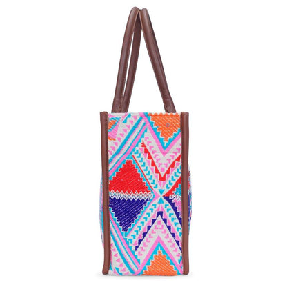 Rose Artisan Weave Handcrafted Office Tote for Women