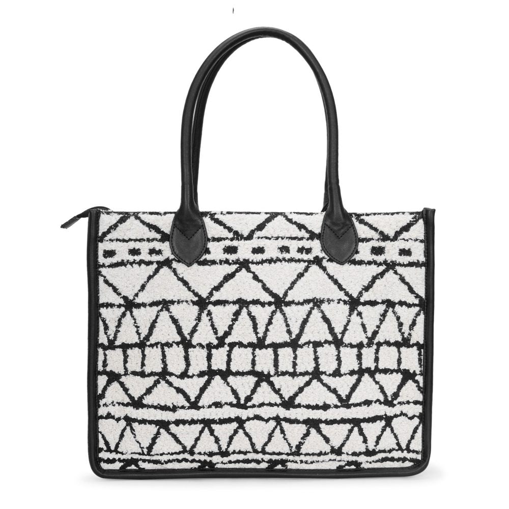 Artisan Weave Office Tote - Monochrome Tribal
