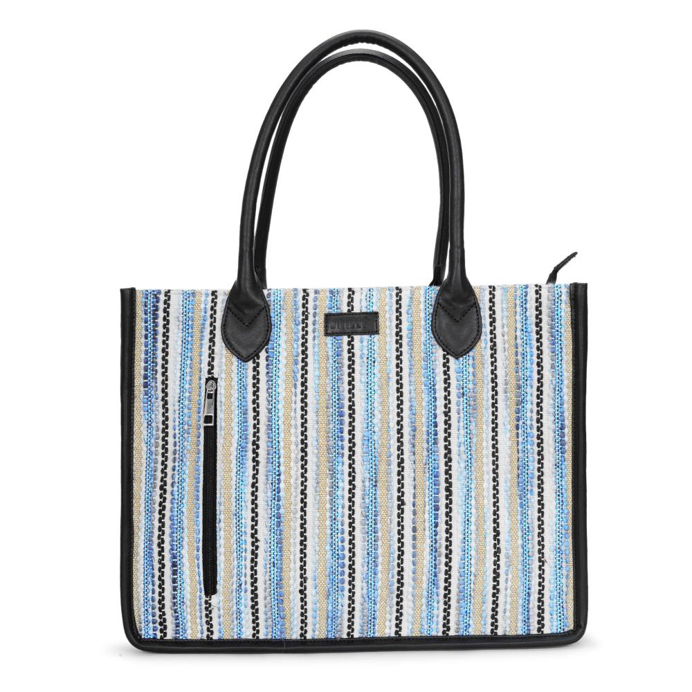 Blue Wave Artisan Weave Handcrafted Office Tote for Women