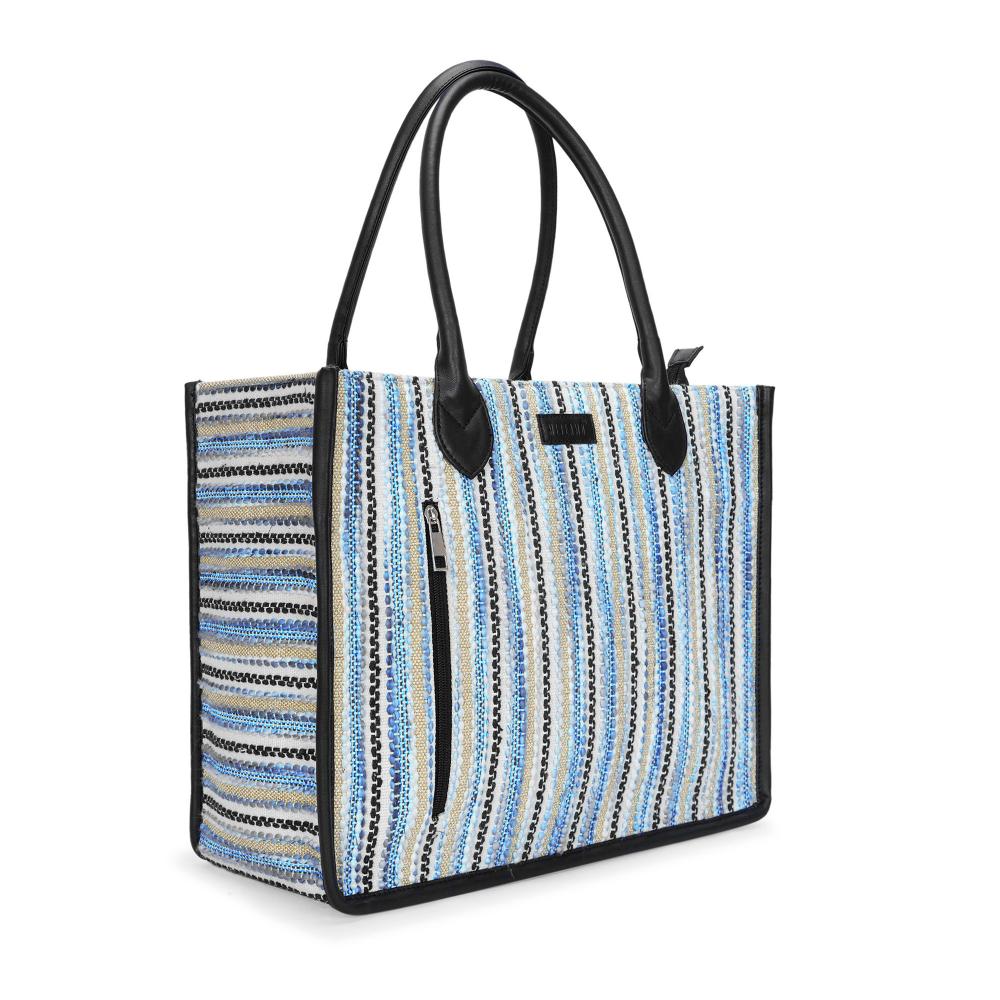 Blue Wave Artisan Weave Handcrafted Office Tote for Women