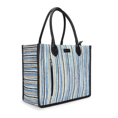 Blue Wave Artisan Weave Handcrafted Office Tote for Women