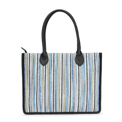 Blue Wave Artisan Weave Handcrafted Office Tote for Women