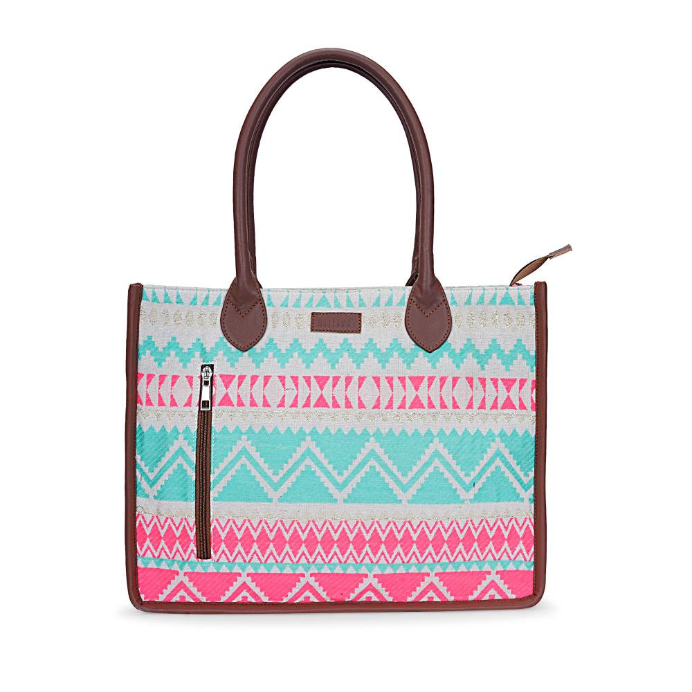 Artisan Weave Office Tote - Mint Blush