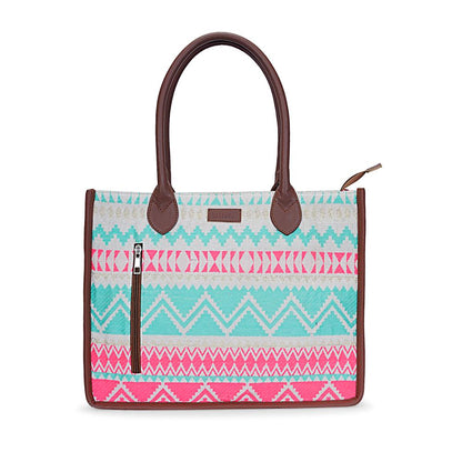 Artisan Weave Office Tote - Mint Blush