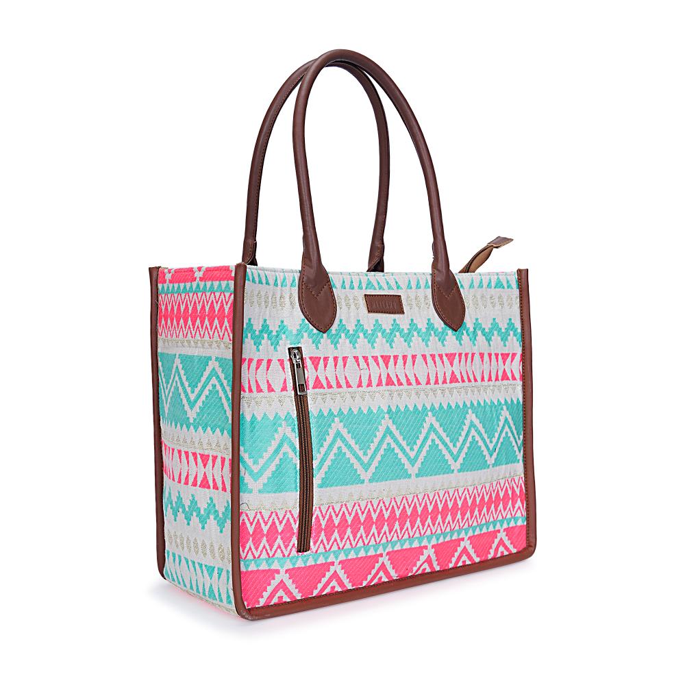 Artisan Weave Office Tote - Mint Blush