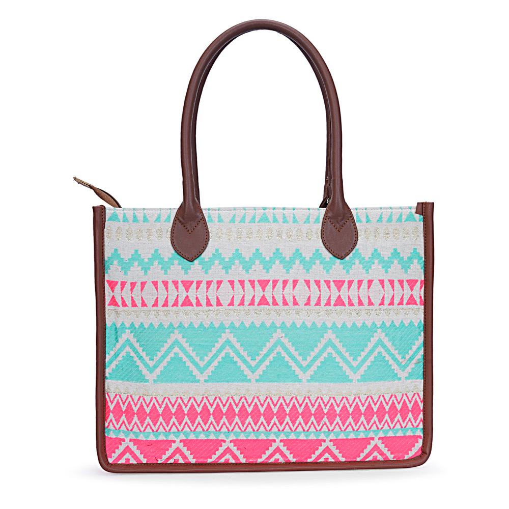 Artisan Weave Office Tote - Mint Blush