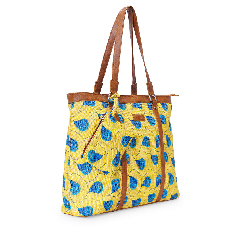 Office Tote - Yellow Peacock