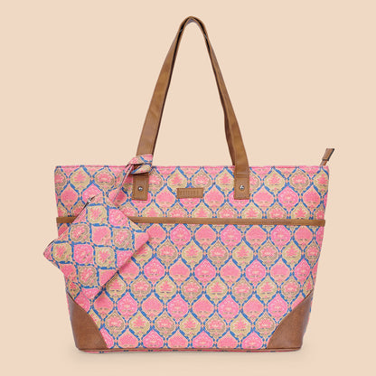 Ruhani Pink - Office Tote Bag with Mini Pouch