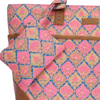 Ruhani Pink - Office Tote Bag with Mini Pouch
