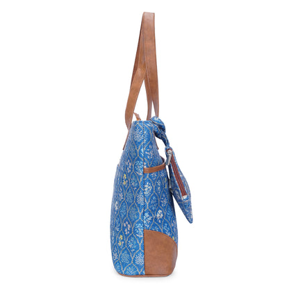 Blue Flowers - Office Tote Bag with Mini Pouch