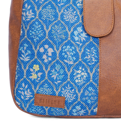 Blue Flowers Handcrafted Sling Bag for Women