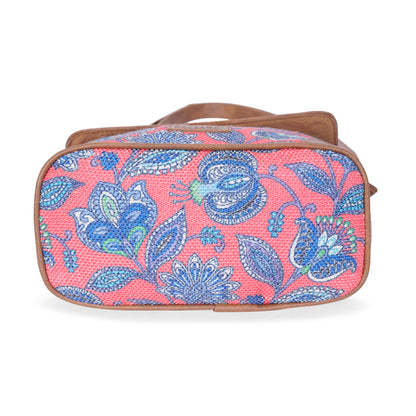 Sling Bag with Flap - Blue & White Flowers