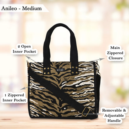 Anileo - Brown & Black Jacquard Box Bag - Medium