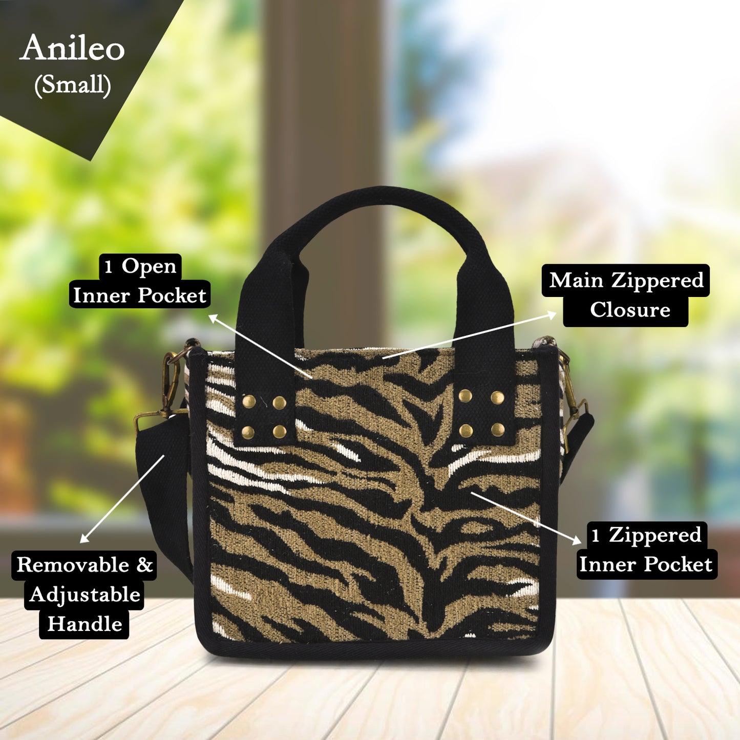 Anileo - Brown & Black Jacquard Box Bags - Set of 3