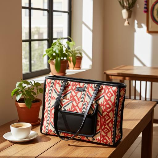 Tribal Loom handcrafted office tote bag for women with laptop sleeve