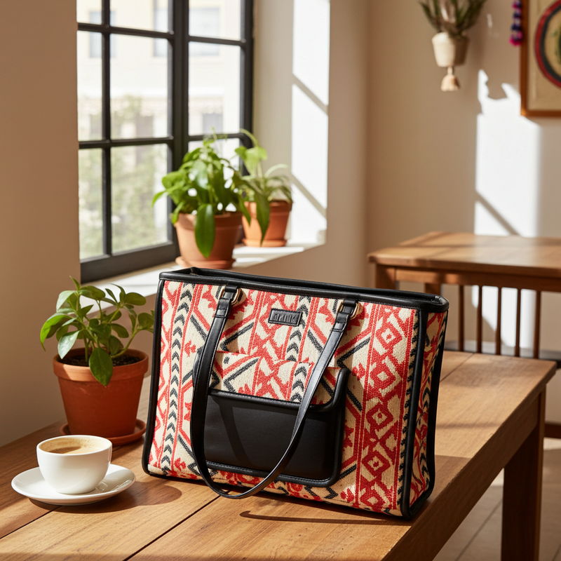 Tribal Loom Artisan Weave Office Tote