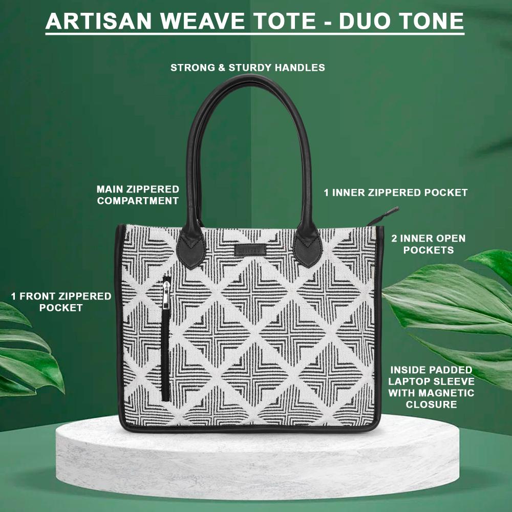 Duo Tone Artisan Weave Handcrafted Office Tote for Women