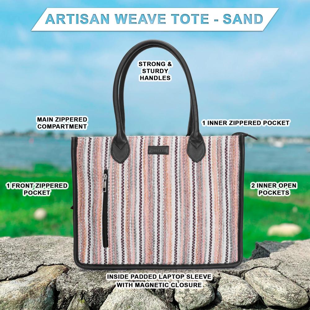 Sand Artisan Weave Handcrafted Office Tote for Women
