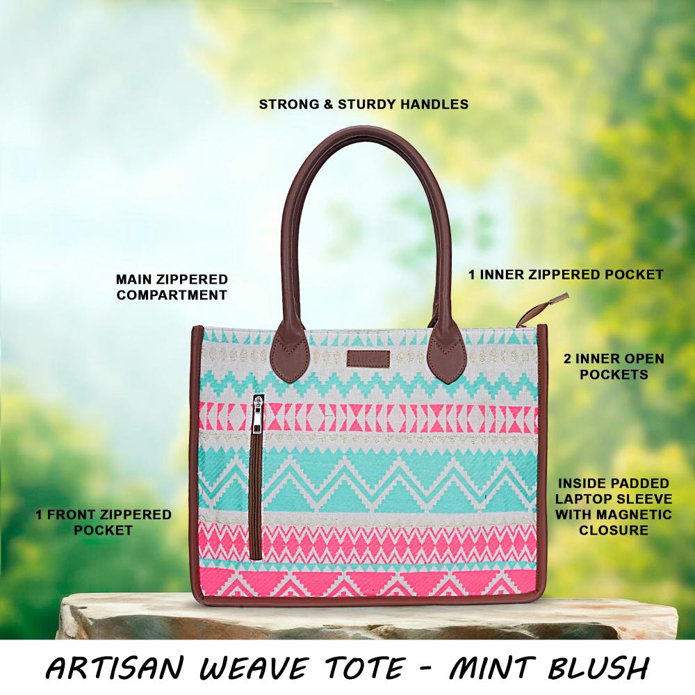 Artisan Weave Office Tote - Mint Blush