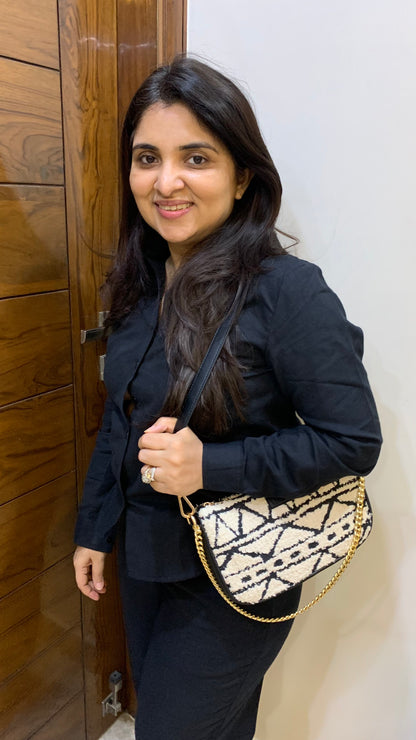 Artisan Baguette - Monochrome Tribal - Everyday Shoulder Bag