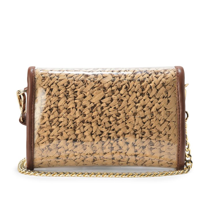 Golden Fold Raffia Flap Bag