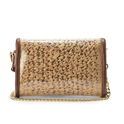 Golden Fold Raffia Flap Bag